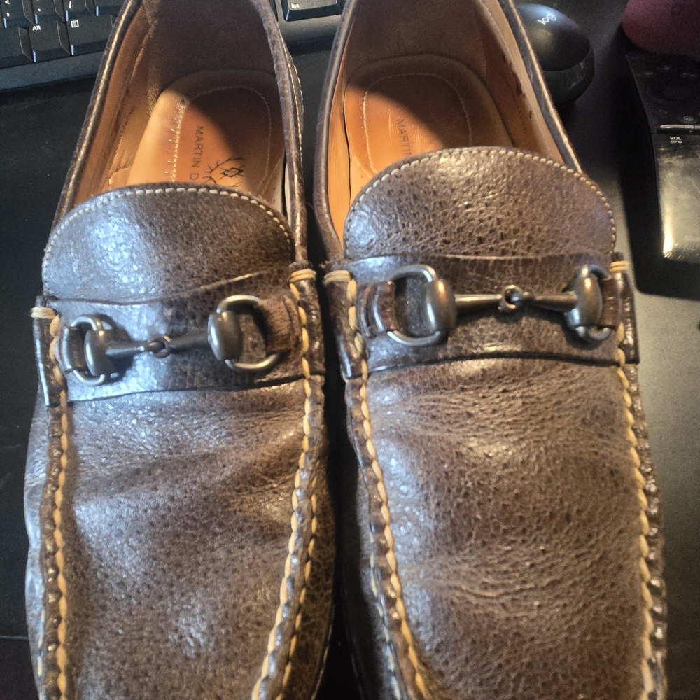 Martin Dingman Water Buffalo Brown Leather Horse Bit Loafers 11.5